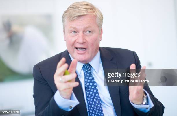 The CDU's top candidate for the 2017 Regional Election in Lower Saxony, Bernd Althusmann, speaks during an interview with German wire serivce dpa...