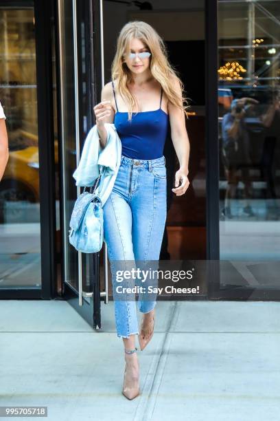 Gigi Hadid is seen in SoHo on July 10, 2018 in New York City.