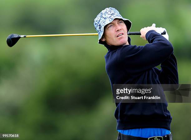 Peter Gustafsson of Sweden plays his tee shot on the sixth hole during the third round of the Open Cala Millor Mallorca at Pula golf club on May 15,...
