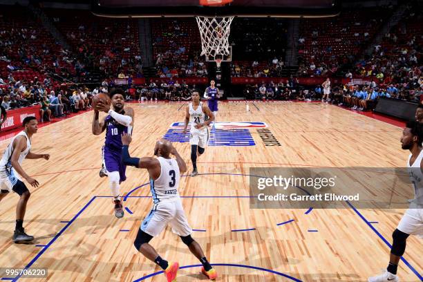 Frank Mason of the Sacramento Kings shoots the ball against the Memphis Grizzlies during the 2018 Las Vegas Summer League on July 9, 2018 at the...