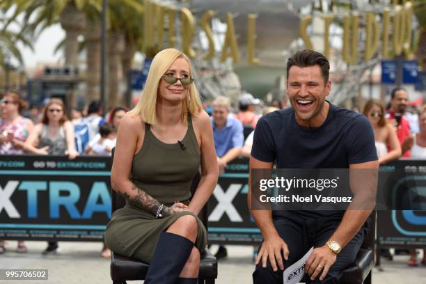 Iggy Azalea and Mark Wright visit "Extra" at Universal Studios Hollywood on July 10, 2018 in Universal City, California.