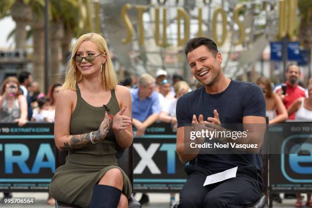 Iggy Azalea and Mark Wright visit "Extra" at Universal Studios Hollywood on July 10, 2018 in Universal City, California.