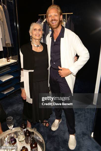 Daphne Selfe and Alistair Guy attend the La Perla x Alistair Guy "The Ultimate Summer Wardrobe" party at La Perla, Burlington Arcade, on July 10,...