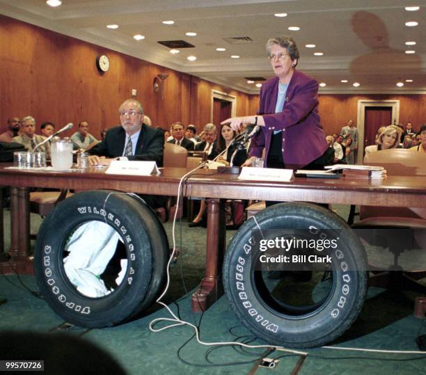 Joan Claybrook, President of Public Citizen, testifies about Firestone tires and Ford Explorers before the Senate Subcommittee on Transportation and...