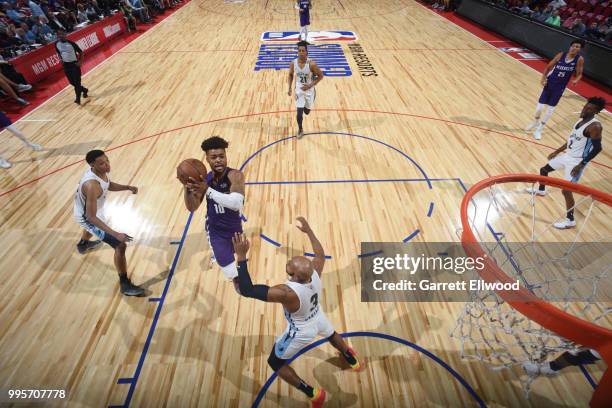 Frank Mason of the Sacramento Kings shoots the ball against the Memphis Grizzlies during the 2018 Las Vegas Summer League on July 9, 2018 at the...