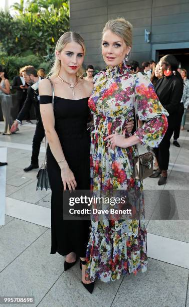 Caroline Daur and Lady Kitty Spencer attend the BVLGARI MAN WOOD ESSENCE event at Sky Garden on July 10, 2018 in London, England.