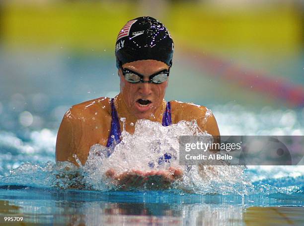 Kristen Caverly of the United States in action during the Women's 200 Meter Breaststroke at the Chandler Aquatics Centre at the Goodwill Games in...