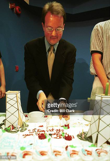 Joe Andrew, National Chairman of the Democratic National Committee, throws a birthday party for George W. Bush at the DNC. The highlight of the party...