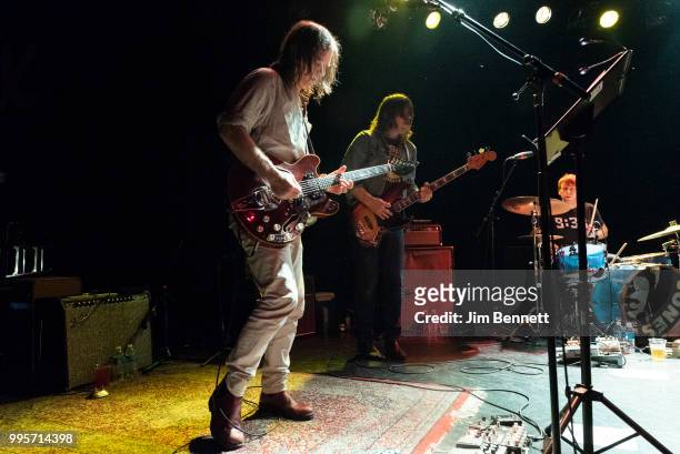 Singer, guitarist and founding member Anton Newcombe , bassist Collin Hegna and drummer Dan Allaire of The Brian Jonestown Massacre perform live on...
