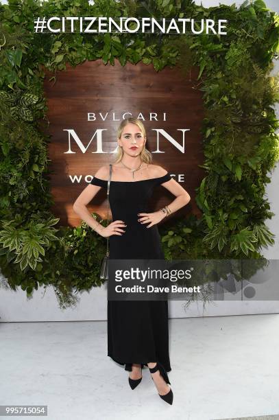 Caro Daur attends the BVLGARI MAN WOOD ESSENCE event at Sky Garden on July 10, 2018 in London, England.