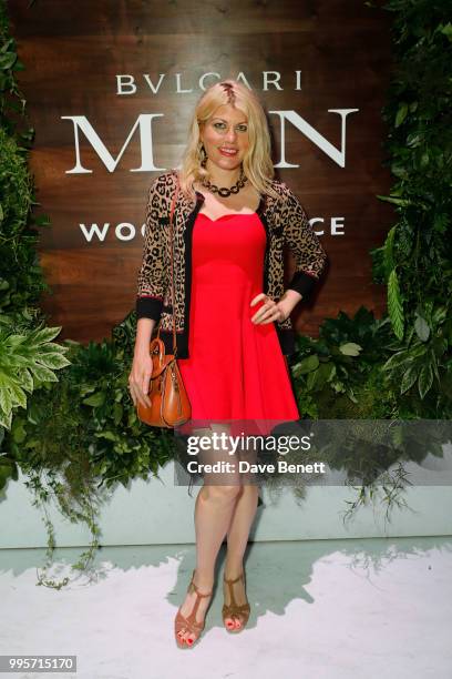 Meredith Ostrom attends the BVLGARI MAN WOOD ESSENCE event at Sky Garden on July 10, 2018 in London, England.