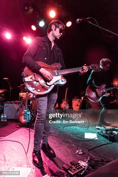 Guitarist Frankie Emerson and guitarist Ricky Maymi of The Brian Jonestown Massacre perform live on stage at The Showbox on May 23, 2018 in Seattle,...