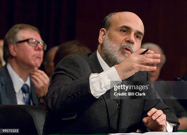 Federal Reserve Chairman Ben Bernanke testifies during the Senate Banking, Housing and Urban Affairs Committee hearing on the semiannual monetary...