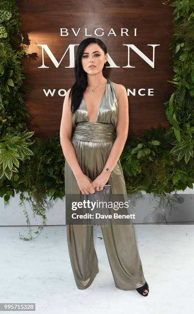 Kristina Bazan attends the BVLGARI MAN WOOD ESSENCE event at Sky Garden on July 10, 2018 in London, England.