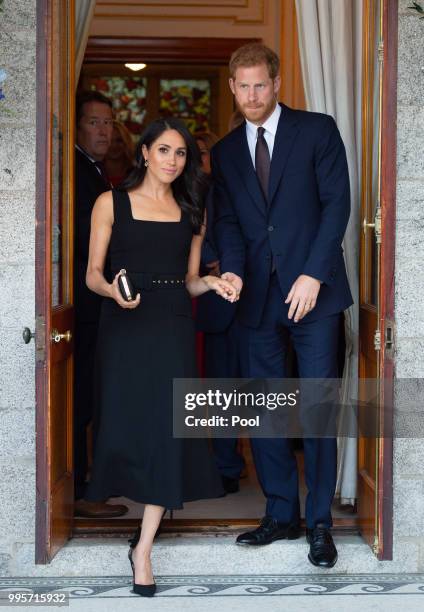 Prince Harry, Duke of Sussex and Meghan, Duchess of Sussex attend a Summer Party at the British Ambassador's residence at Glencairn House during...