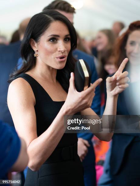 Meghan, Duchess of Sussex attends a Summer Party at the British Ambassador's residence at Glencairn House during their visit to Ireland on July 10,...