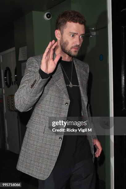 Justin Timberlake seen leaving Annabel's after attending Drake's party on July 10, 2018 in London, England.