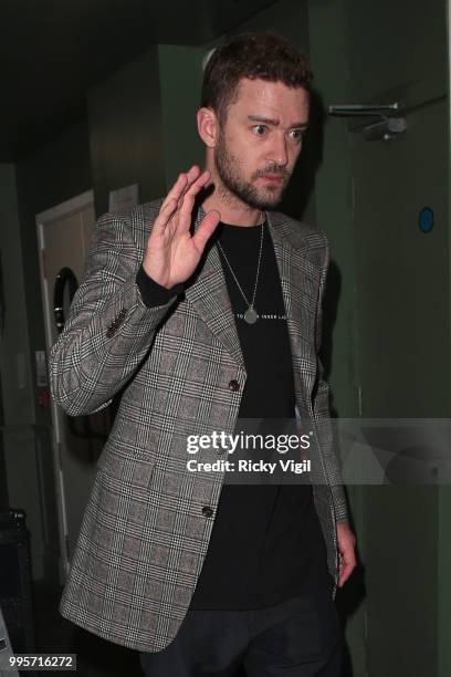 Justin Timberlake seen leaving Annabel's after attending Drake's party on July 10, 2018 in London, England.