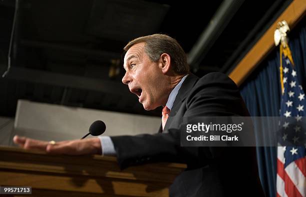 House Minority Leader John Boehner holds his weekly news conference in the U.S. Capitol on Thursday, April 2, 2009.