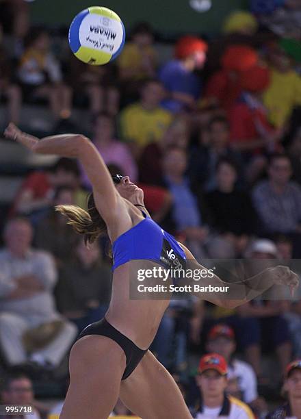 Holly McPeak of USA in action during the McPeak/Arce of USA v Yanchulova/Yanchulova of Bulgaria women's Beach Volleyball match held at the South Bank...