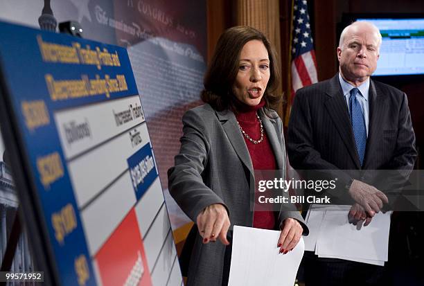 Sen. Maria Cantwell, D-Wash., and Sen. John McCain, R-Ariz., hold a news conference to introduce the "Banking Integrity Act of 2009" on Wednesday,...