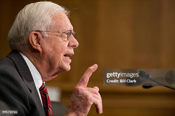 Former President Jimmy Carter testifies during the Senate Foreign Relations Committee hearing on "Energy Security: Historical Perspectives and Modern...