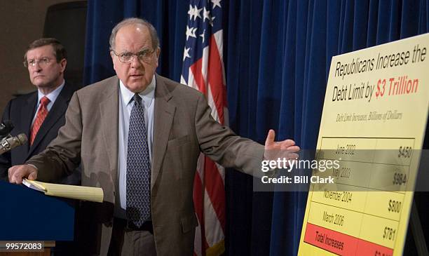 Senate Budget Chairman Kent Conrad, D-N.D., and House Budget Chairman John Spratt, D-S.C. Participate in a news conference in the Senate Radio/TV...