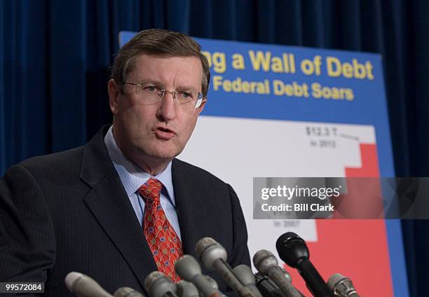 Senate Budget Chairman Kent Conrad, D-N.D., participates in a news conference in the Senate Radio/TV Gallery on the new deficit projections in the...