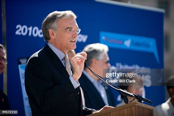 Census Bureau Director Robert Groves speaks during the National Census Day rally at Freedom Plaza in Washington on Thursday, April 1, 2010.