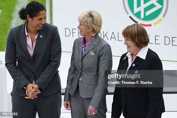 Steffi Jones, President of the Organising Committee Germany of the FIFA Women's World Cup 2011, Silvia Neid, head coach of the German women's...