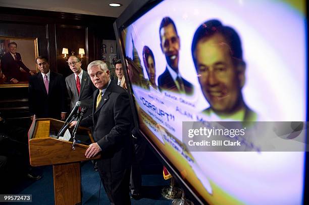 From left, House Minority Leader John Boehner, R-Ohio, NRCC deputy chairman Greg Walden, R-Ore., NRCC chairman Pete Sessions, R-Texas, and House...