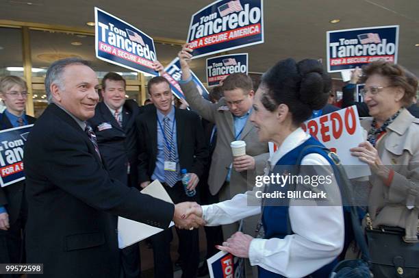 Presidential candidate Rep. Tom Tancredo, R-Colo., arrives at the Omni Shoreham Hotel to deliver his speech to the Conservative Politcal Action...