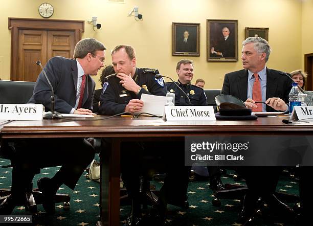 Acting Architect of the Capitol Stephen Ayers speaks with U.S. Capitol Police Chief Phillip Morse as Terry Dorn, director of physical infrastructure...