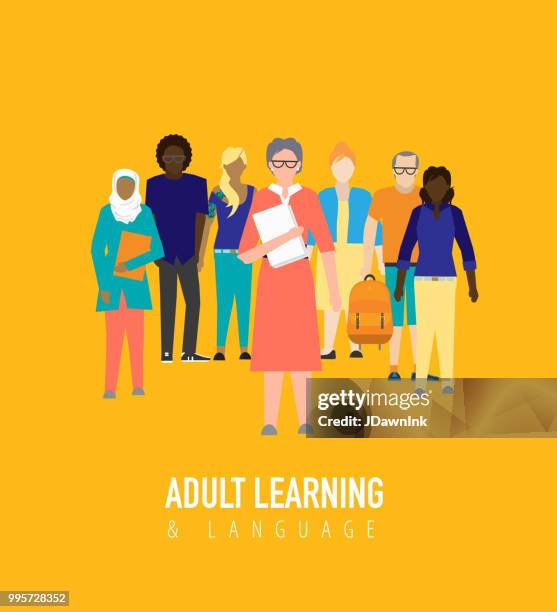 adult learning education concept - adult education stock illustrations