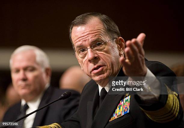 Chairman of the Joint Chiefs of Staff Adm. Michael Mullen and Defense Secretary Robert Gates testify during the Senate Armed Services Committee...
