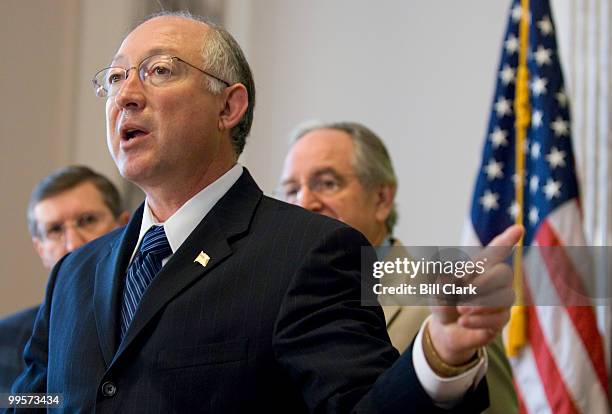 From left, Senate Budget Chairman Kent Conrad, D-N.D., Sen. Ken Salazar, D-Colo., and Senate Agriculture Chairman Tom Harkin, D-Iowa, participate in...