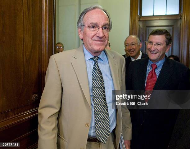 From left, Senate Agriculture Chairman Tom Harkin, D-Iowa, Sen. Ken Salazar, D-Colo., and Senate Budget Chairman Kent Conrad, D-N.D., arrive for a...