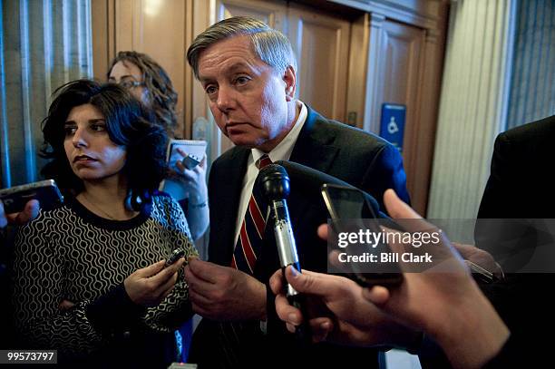 Sen. Lindsey Graham, R-S.C., talks to reporters following the Senate Republicans' Policy Committee lunch on Tuesday, March 9, 2010.