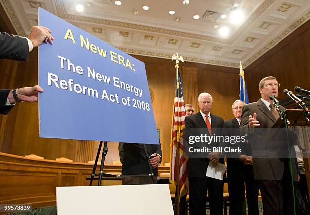 From left, Sen. Saxby Chambliss, R-Ga., Sen. Tom Harkin, D-Iowa and Sen. Kent Conrad, D-N. Dak., participate in the National Farm Union "Gang of 10"...