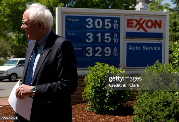 Sen. Bernie Sanders, I-Vt., arrives at the Exxon gas station at 2nd and Massachussetts Ave., NE, for a news conference on price-gouging at the gas...
