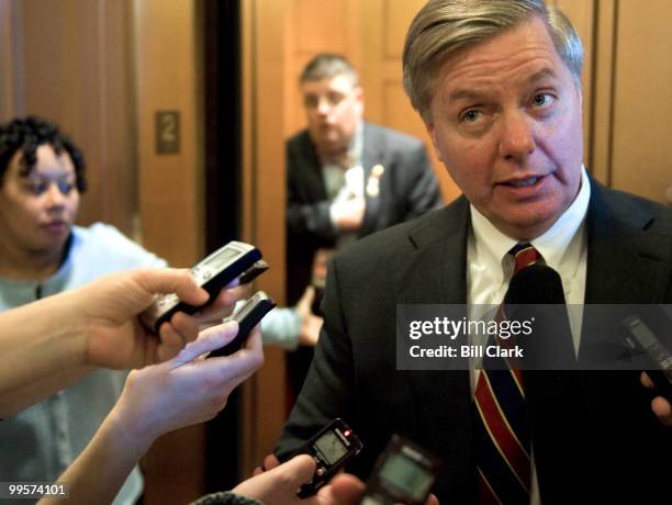 Sen. Lindsey Graham, R-S.C., talks to reporters following the Senate Republicans' Policy Committee lunch on Tuesday, March 9, 2010.