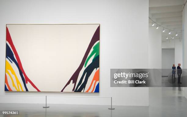 Members of the media get a preview look at the "Morris Louis Now: An American Master Revisted" exhibit at the Hirshhorn Museum and Sculpture Garden...