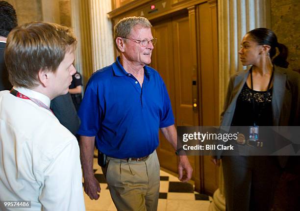 Sen. James Inhofe, R-Okla., clad in his casual Tuesday attire, leaves the Senate Floor following a vote on Tuesday, June 16, 2009.