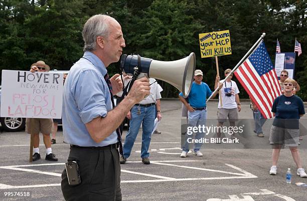 Collins Bailey, Republican candidate running for House Majority Leader Steny Hoyer's seat in Maryland, speaks to a crowd of 125 during the Recess...