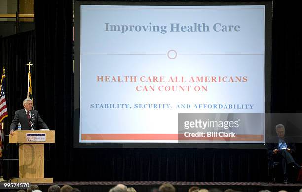 House Majority Leader Steny Hoyer, D-Md., speaks to constituents during his health care reform town hall meeting at North Point High School in...