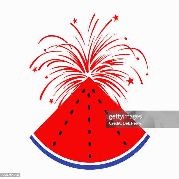 patriotic watermelon illustration - deb perry photos et images de collection