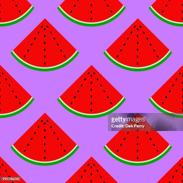 repeating pattern of watermelon illustration - deb perry bildbanksfoton och bilder