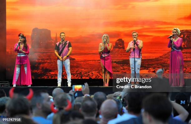 Lisa Scott-Lee, Lee Latchford-Evans, Faye Tozer, Ian "H" Watkins and Claire Richards of Steps headline on stage during Day 1 of Kew The Music at Kew...