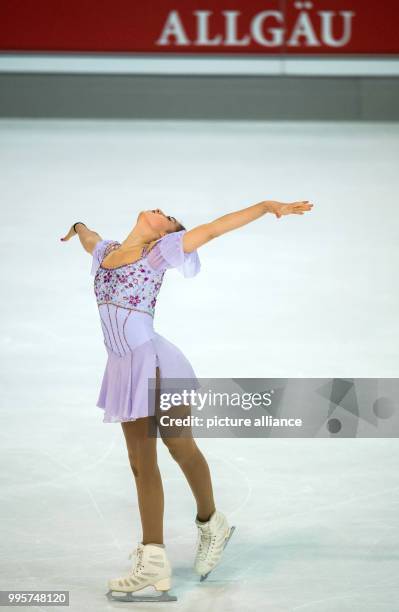 Alexia Paganini of Switzerland in action during the women's free skating event at the Challenger Series Nebelhorn Trophy figure skating competition...