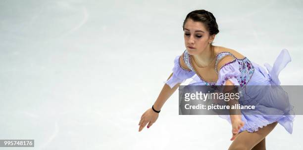 Alexia Paganini of Switzerland in action during the women's free skating event at the Challenger Series Nebelhorn Trophy figure skating competition...